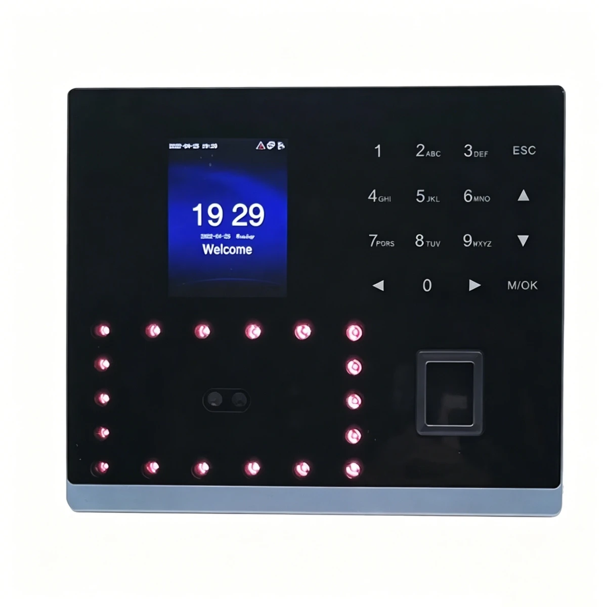Face Fingerprint Time Attendance Machine Biometric Employee Clock RFID Card Password TCP/IP USB Report Export 2.8 Inch Screen