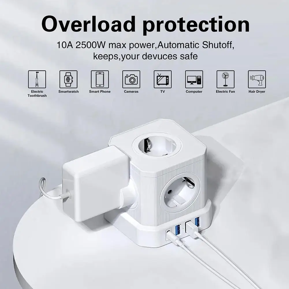 New European Standard 86 Wall Socket Tempered Glass Panel Embedded Concealed Round Box USB Socket Power Strip Cube With USB