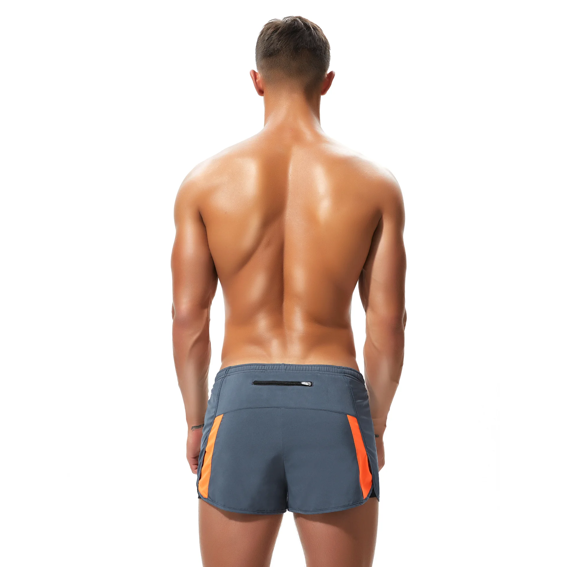 Men's Sports Shorts with Zipper Pocket Color-Block A-Lo Boxers Casual Lounge Pants Comfortable Home Wear Sweatpants Daily Trunks
