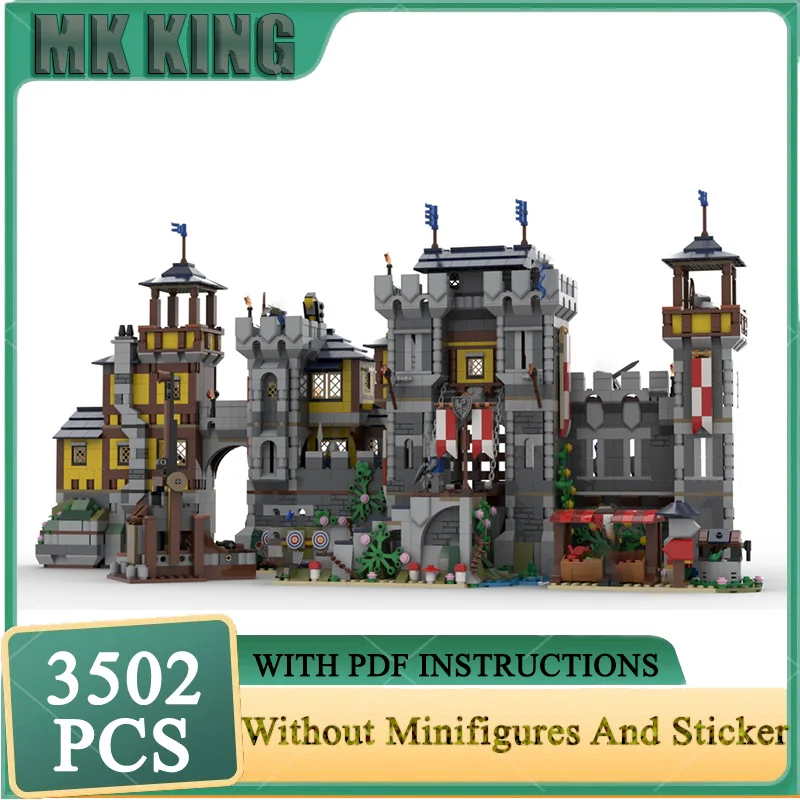 

Строительные блоки Moc, модель крепости черного рыцаря, технологические кирпичи, сделай сам, средневековый замок, модель, сборка, игрушка в подарок