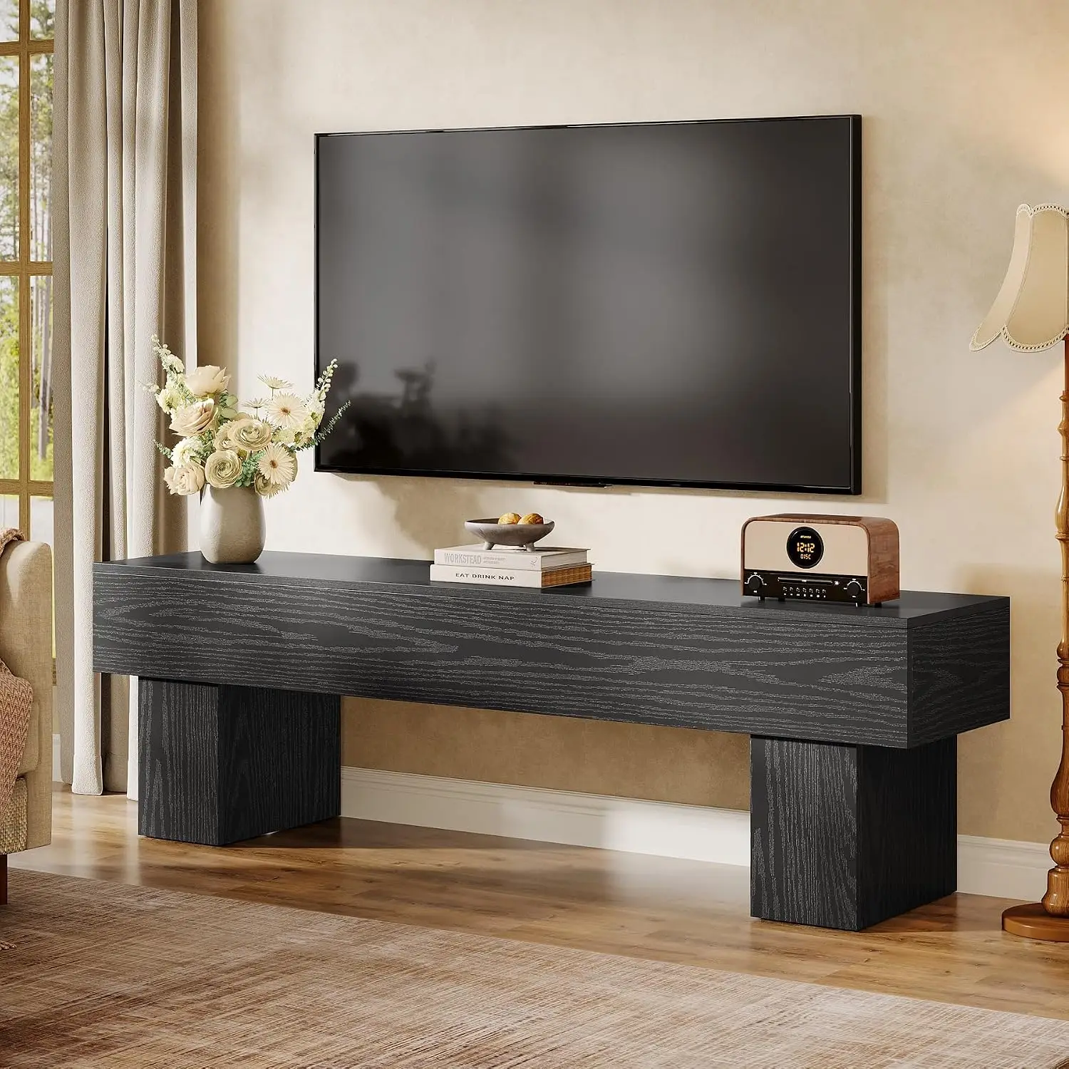 Farmhouse TV Stand Entertainment Center Console Table for Living Room, Fits 55 60 65 Inch Television, Customized