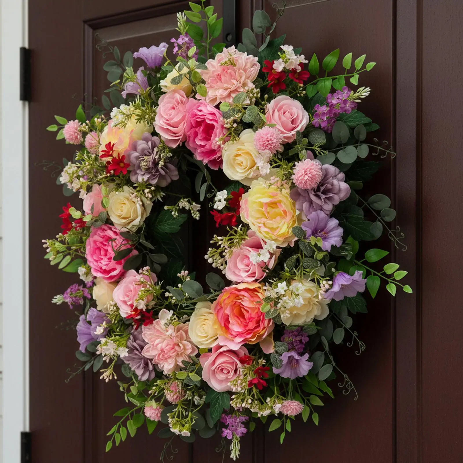 

Artificial Flower Garland Multicolor Spring Door Wreath for Porch Entrance Farmhouse Wedding Decoration
