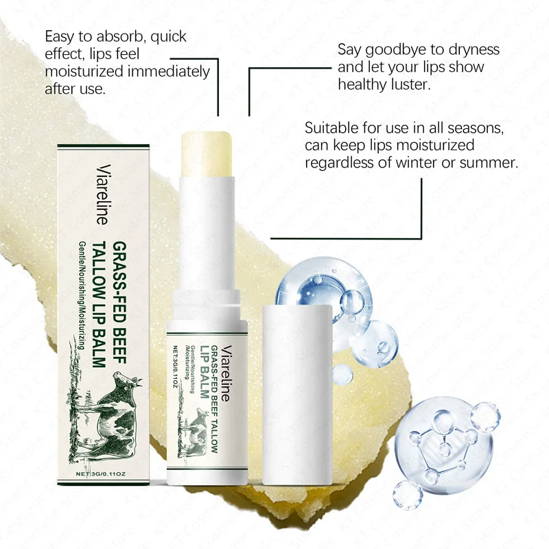 Balsam bibir dengan bahan rumput untuk bibir kering retak gelap melembabkan menghilangkan garis halus kulit mati krim pencerah halus