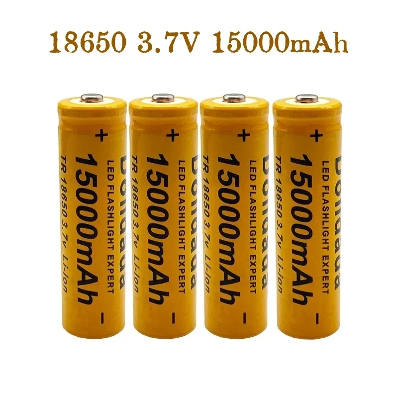 Rechargeable lithium-ion battery, 15000 mAh, 3.7 V, 18650, LED flashlight, Electronic, High quality, Orange