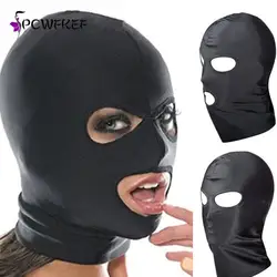 Open Mouth Eye Bondage Party Mask Cosplay Slave punish Headgear Mask Exotic Apparel Sex Products BDSM Fetish Mask Hood