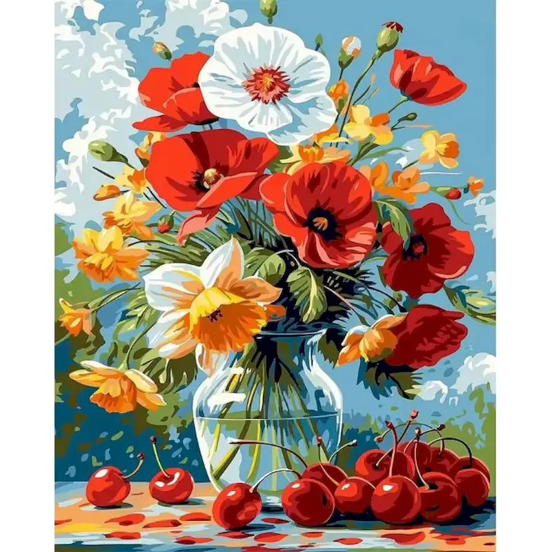 

GATYZTORY Vase Paint By Numbers Home Decoration Markers By Numbers Flower for Adults Beginners For Adults Drawing By Numbers