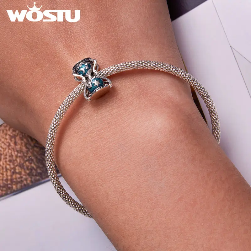 WOSTU 925 Sterling Silver Special Hourglass Charms Sun & Moon Beads For Women Fit Original Necklace Bracelet DIY Jewelry Making