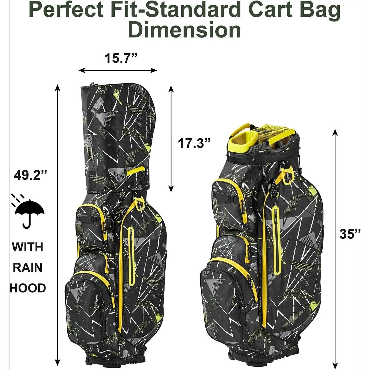 14 Ways Dividers Golf Bag Golf Cart Bag with Full-Length Featuring Cooler Pocket, Rain Hood, 9 Pockets & Padded Strap–Ideal Golf