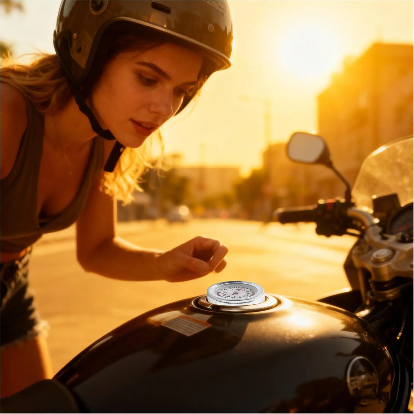 For For M20 X 2.5 Motorcycle Tank Cap Digital Display 0-200Celsius Indicator Motorbike Matte Metal Tank Cover For Motorcycling