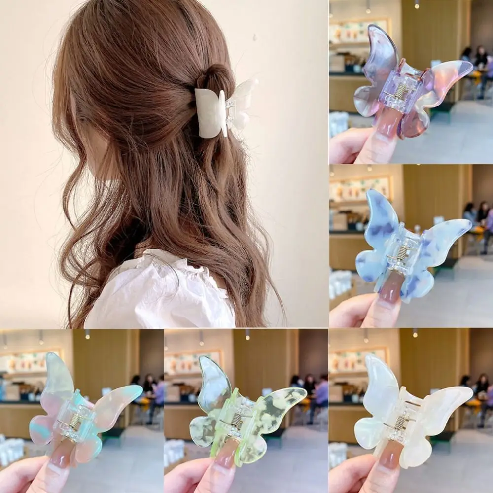 Pinza para el pelo de mariposa colorida y elegante, accesorios para el cabello a la moda, Clip de tiburón, pinza para el pelo para cola de caballo de hada para mujer