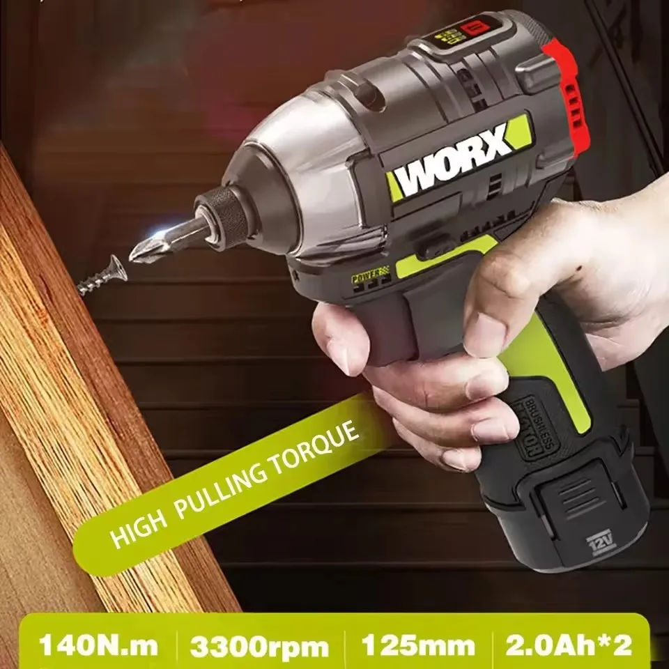 WORX WU132X WU132 Brushless Motor Cordless Impact Screwdriver 320W 160Nm 12V with Adjustable Torque Universal Battery Power Tool