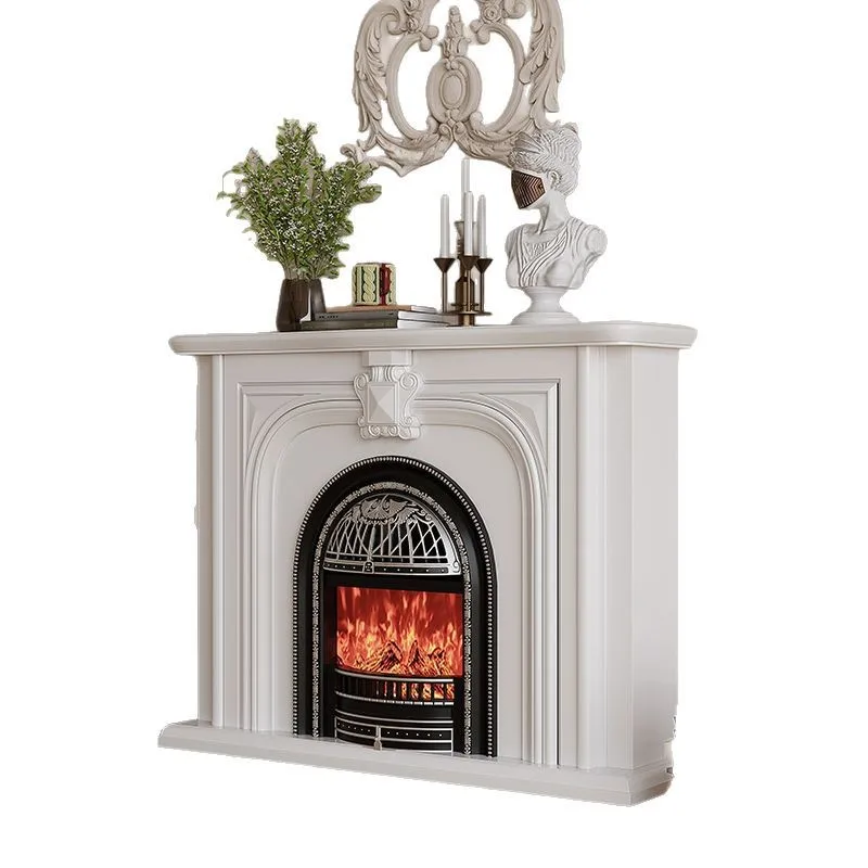 French Cream Wind Solid Wood Heating Flame Fireplace European Home Bed and Breakfast Living Room Birdcage