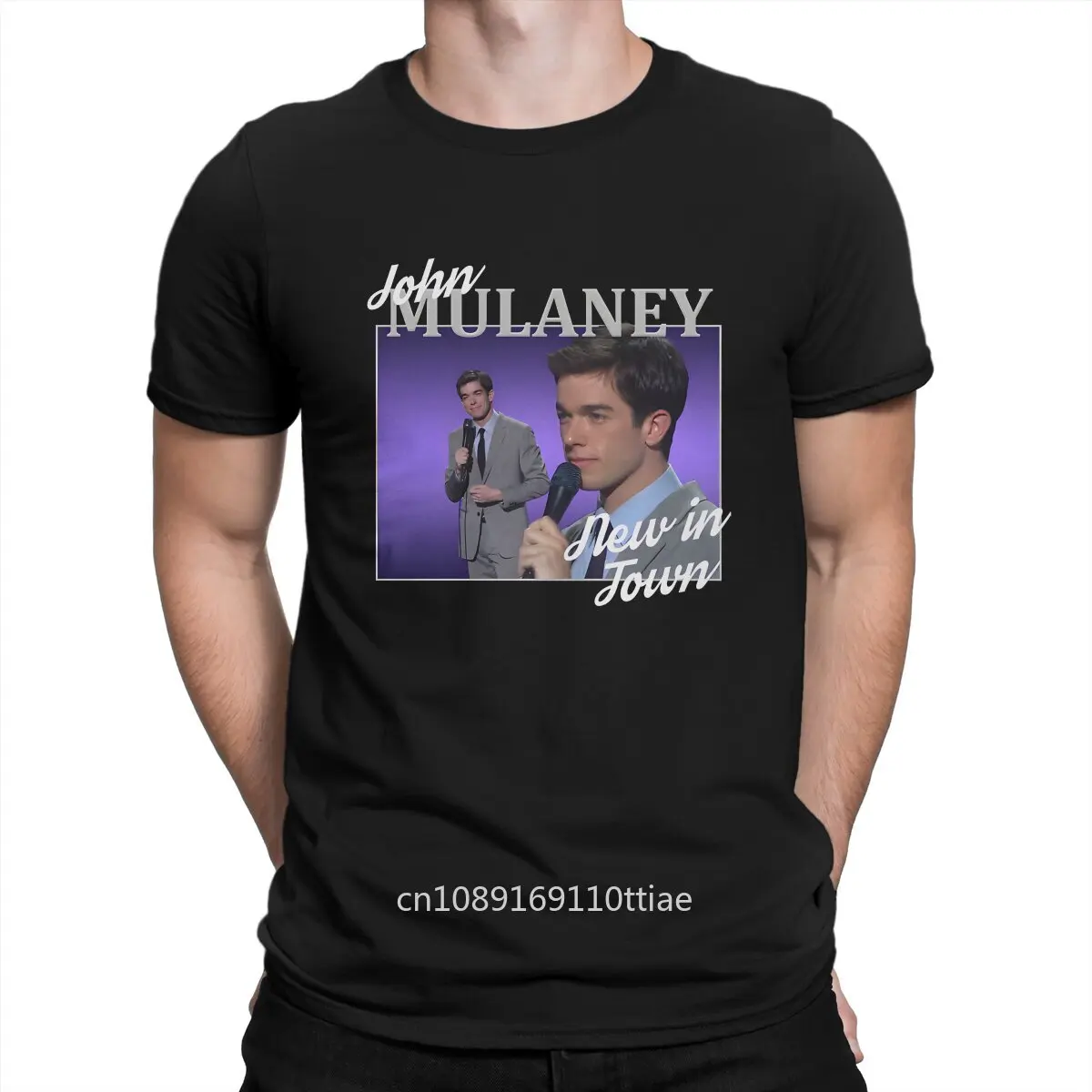 Men's T-Shirt John Mulaney Homage Novelty Pure Cotton Tee Shirt Short Sleeve Saturday Night Live Show T Shirts Round Neck