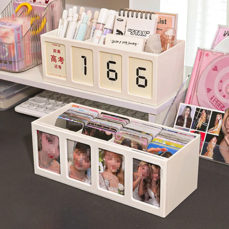 INS 4-Grid Storage Box Idol Kpop Albumes Photo Storage Box Photo Small Card Collection Organizer Stationery Storage Container