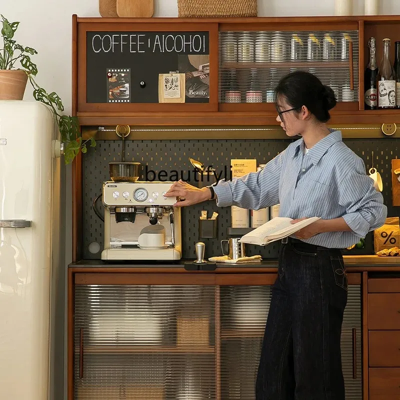 الشمال الرجعية خشب متين خزانة عالية الحائط المتكاملة المطبخ خزانة مشروبات روك مجلس خزانة K4050