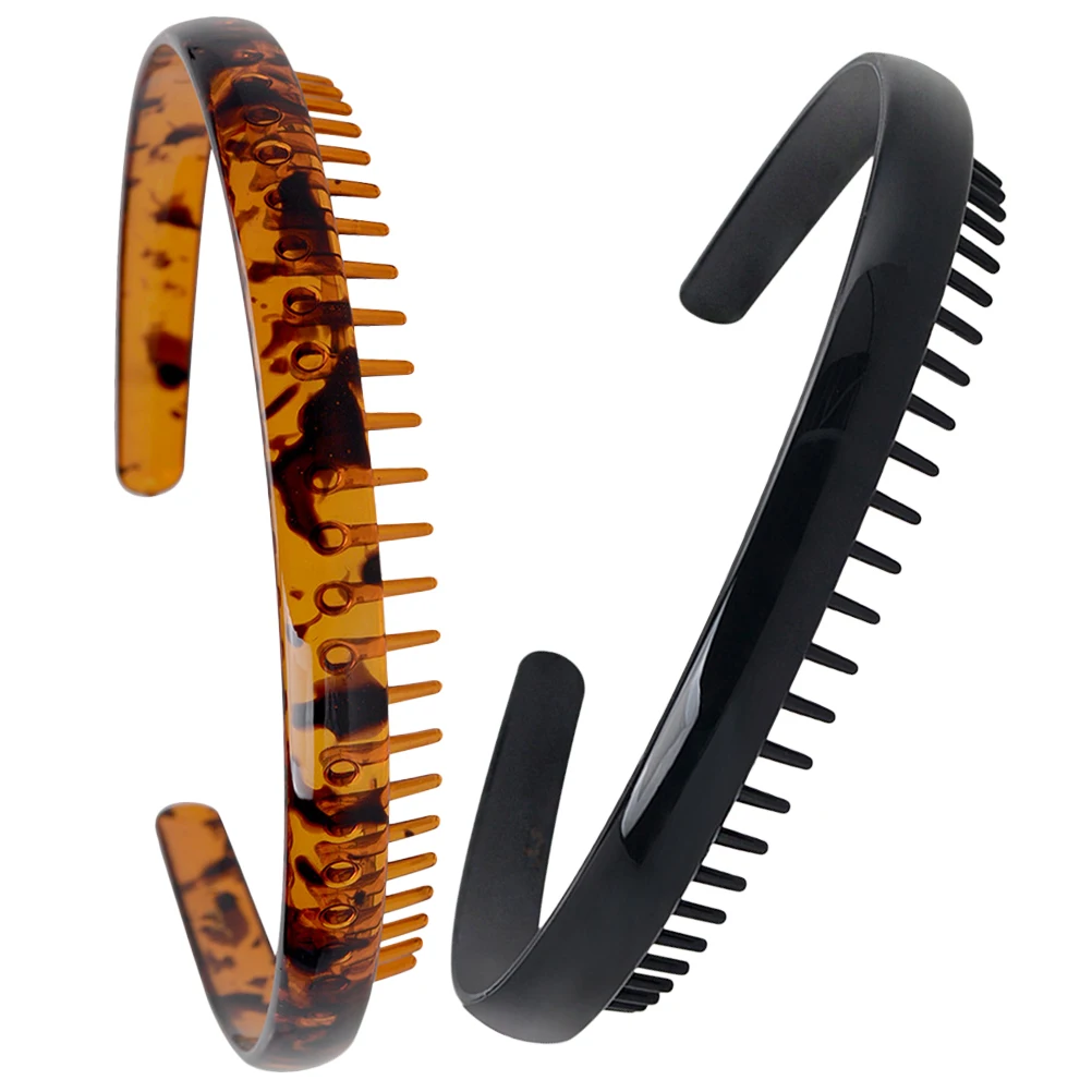 

2pcs Non-Slip Headbands Resin Accessories Fashion Face Wash Workout Hairband Comb Headband Teeth Hairbands Women'S Daily