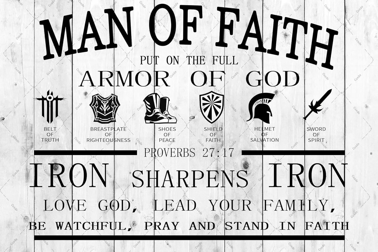 Cusde Bible Metal Tin Sign Christian Man of Faith Quotes Proverbs 27：17 Retro Decor Wall Art Inspirational Poster for Office Liv