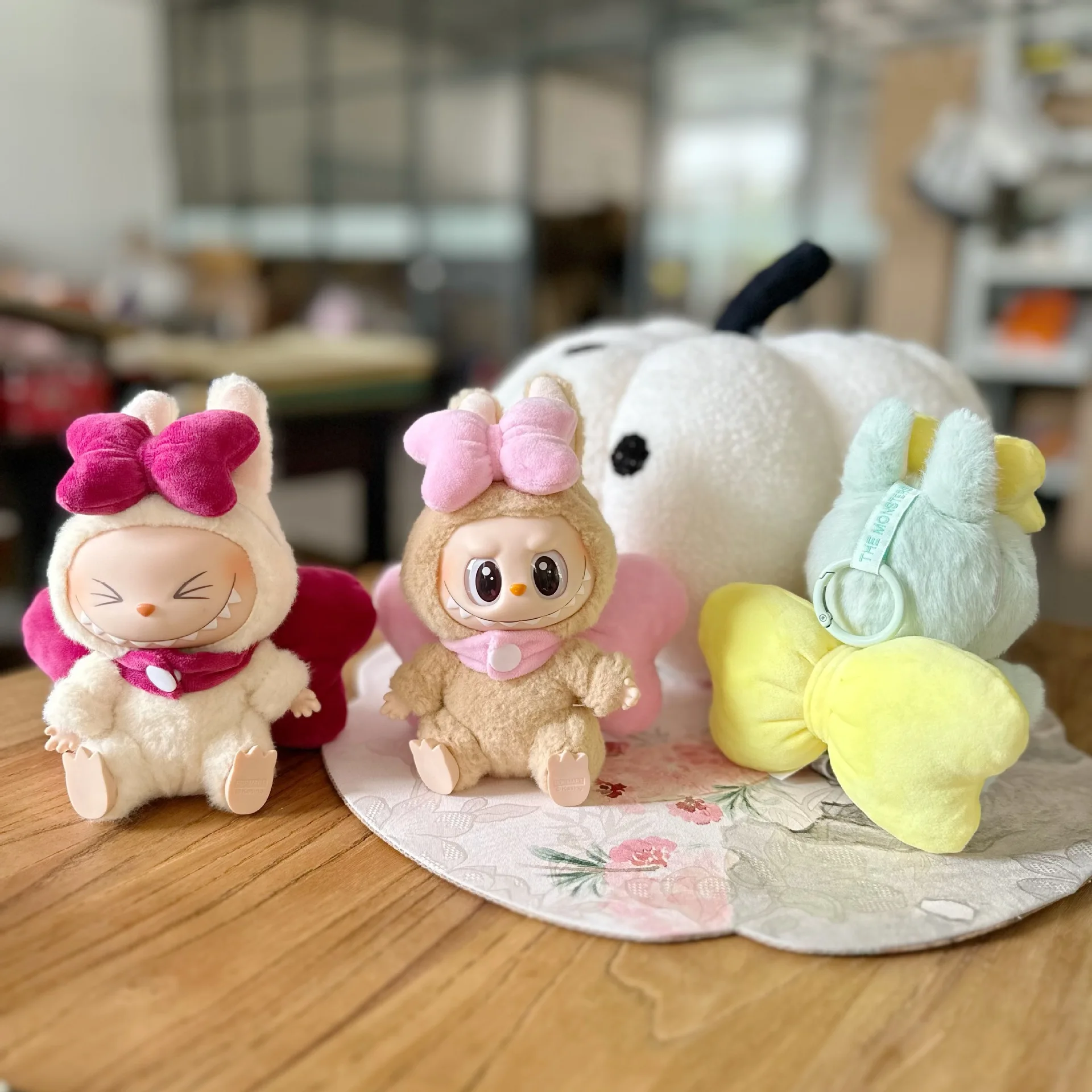 جديد لـ Labubu v1/v2/v3 ملابس دمى لطيفة إكسسوارات الزي الوردي الأصفر الوردي الأحمر القوس الملابس