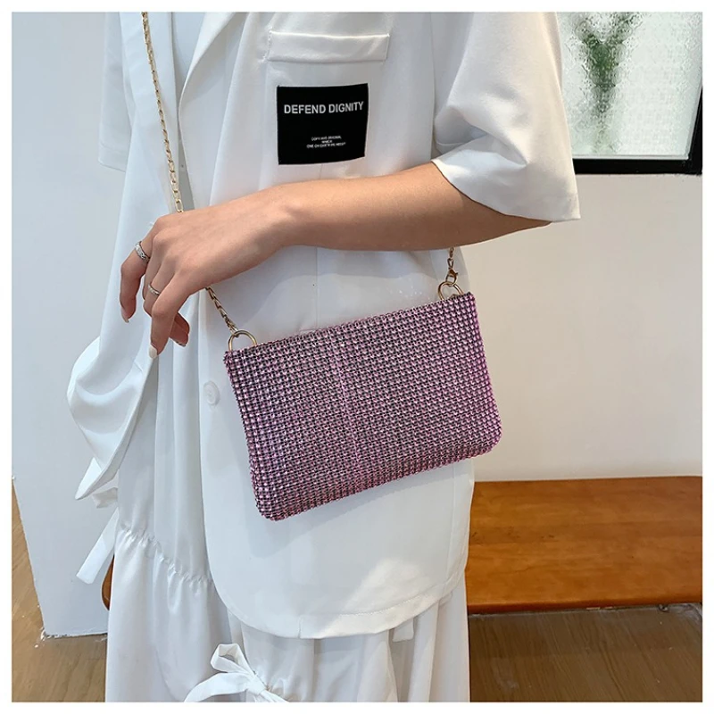 

Glitter Fashion Bags Crystal Shiny Rhinestones Evening Bag Women's Diagonal Package Wedding Party Clutch Purse Shoulder Bag