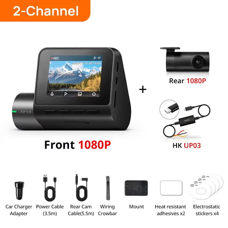 70mai Dash Cam A200 Gobal Gravação de canal duplo 1080P HDR 2