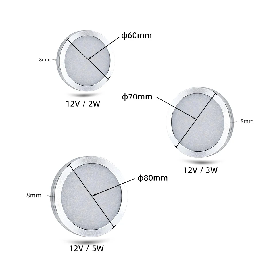 Ultra dünne Decken leuchte dimmbare runde Spot lampe Küchen schrank DC 12V 2W 3W 5W 3000K 4000k 6000k warmweiß einfarbig