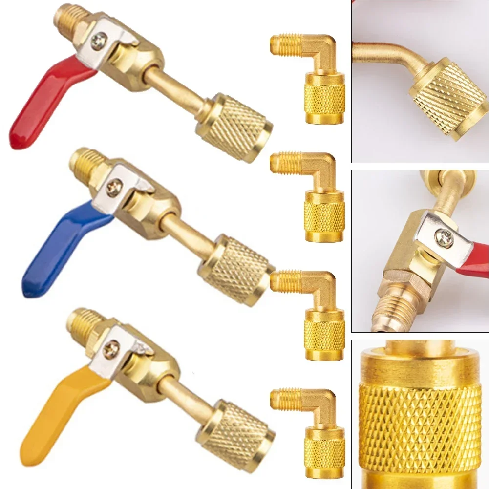 

7 шт. автомобильный компактный шаровой клапан для кондиционера, адаптер HVAC для R134A R410A R12 R22, аксессуары, простая установка