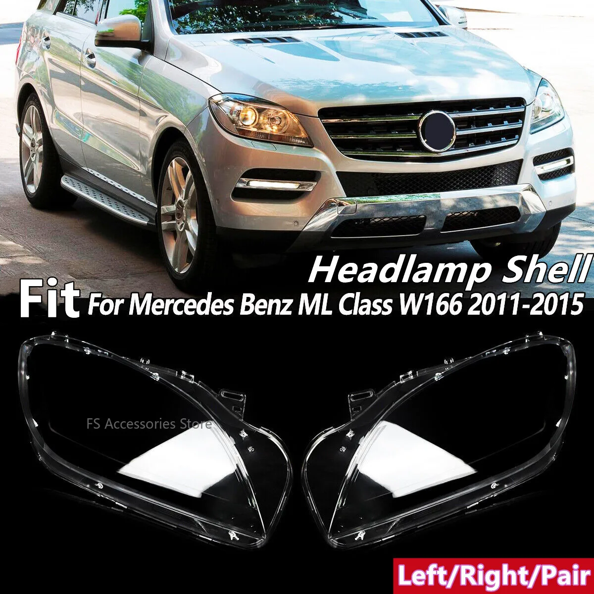 Headlight Cover For Mercedes Benz ML W166 ML 2011-2015 Car Front Headlight Lens Cover Auto Headlamp Transparent Lampshade Shell