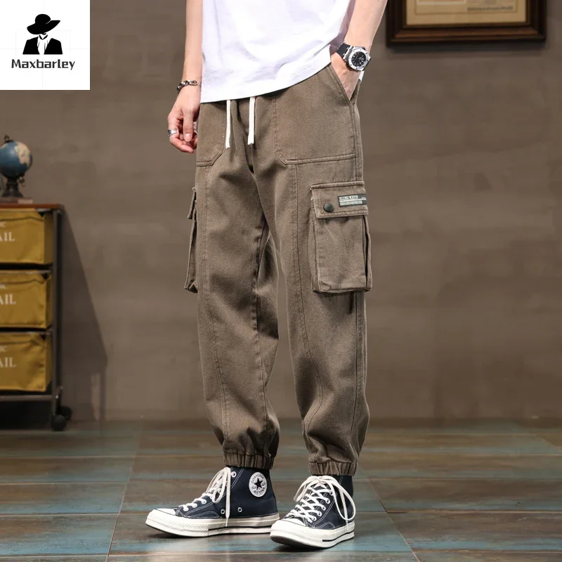 Autumn Men's Cargo Pants New Solid Color Multi-Pocket Casual Loose Outdoor Camping Sweat Pants Men's Versatile Harem Pants