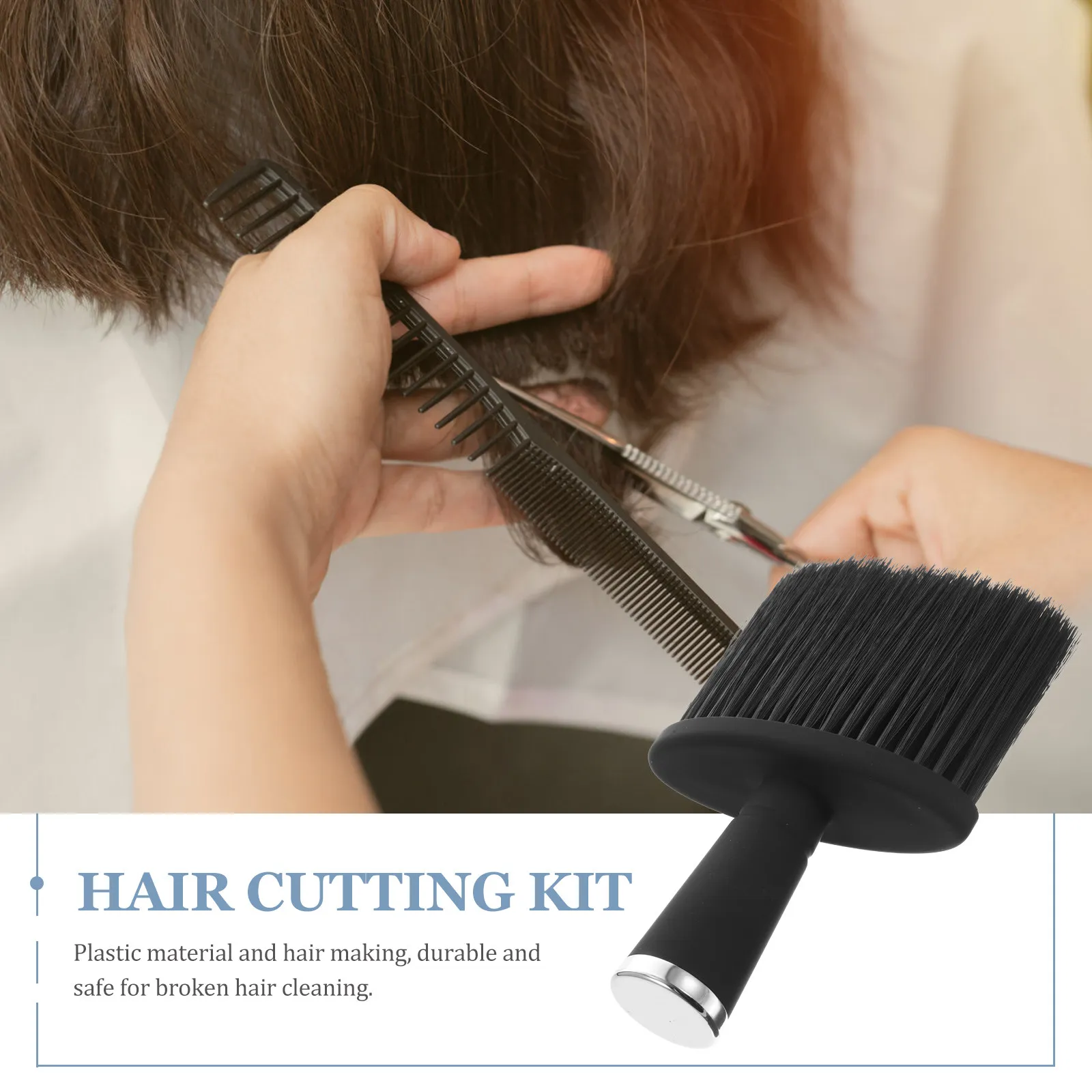 2Pcs Hair Cutting Kit Neck Duster Brush Broken Hair Removal Tool Professional Barber Salon Brush for Ears Neckline Black