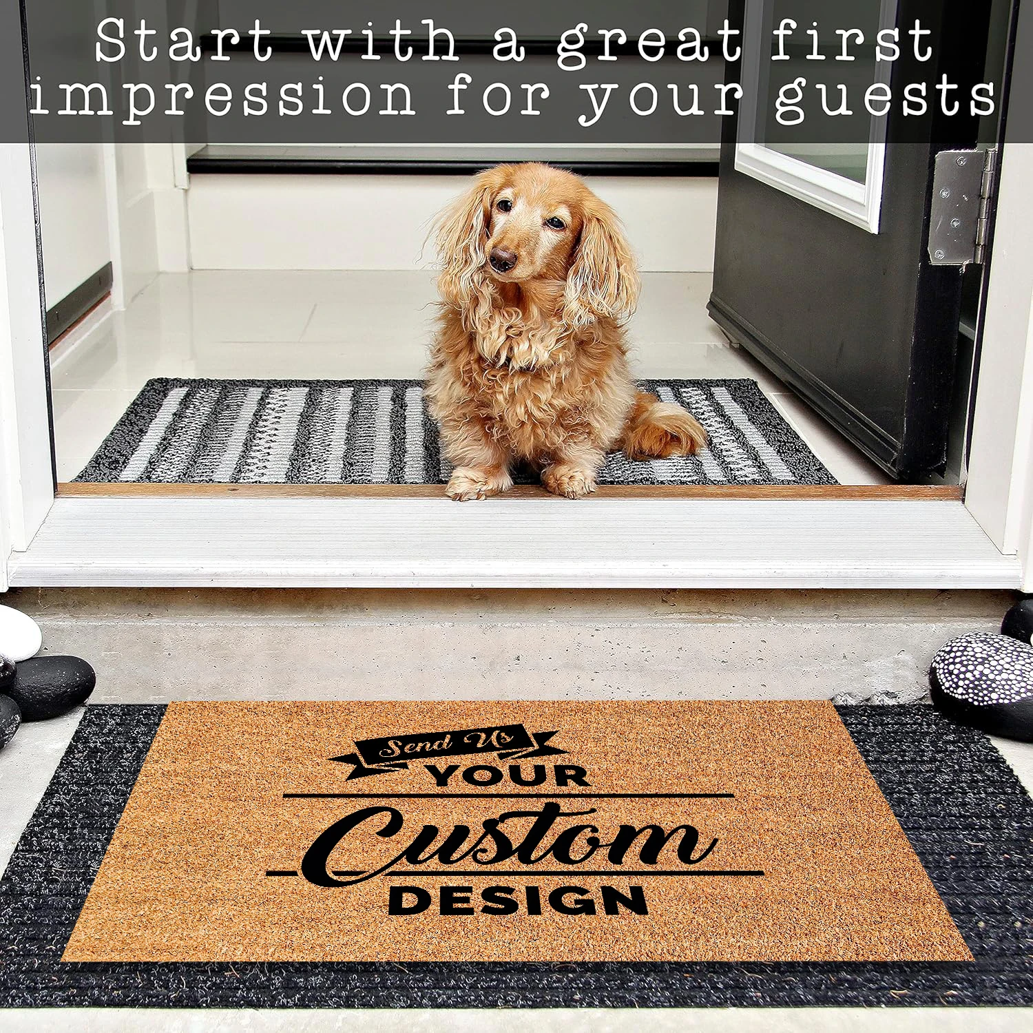 Custom Doormat - Your Custom Design - Rubber Anti Slip Outdoor Personalized Door Mat - Business Logo - Customized Welcome Mat