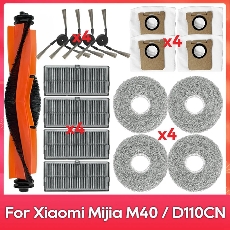 For Xiaomi Mijia Omni M40 / D110CN Replacement Parts Main Side Brush Hepa Filter Mop Cloth Dust Bag Accessories-AT36