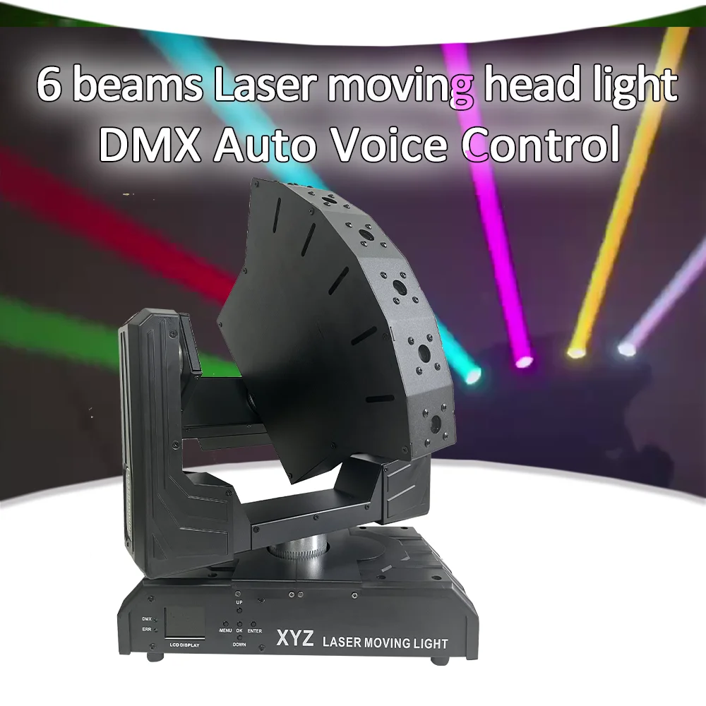 6 Beams RGB Laser Strobe Moving head light DMX Auto Voice Control Professional lighting machine for DJ Disco party bar Stage