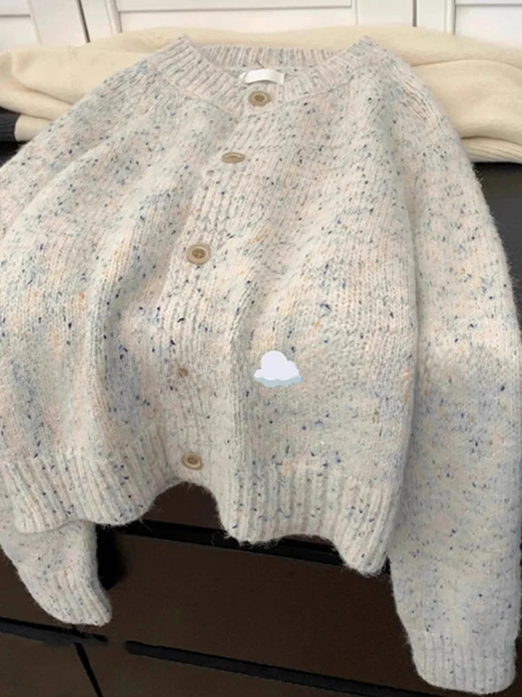 

Soft Cozy Knitted Long Sve Sweater Jaet Casual Sle Single Button Design Autumn Faion Outerwear for Young Women