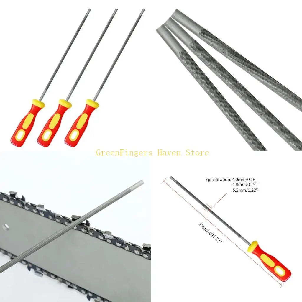 

F68D 3PCS Круглая бензопила цепной пилы Файл Файл Файл Заточенной стали Файлы заострения 4/4,8/5,5 мм для бензопилы