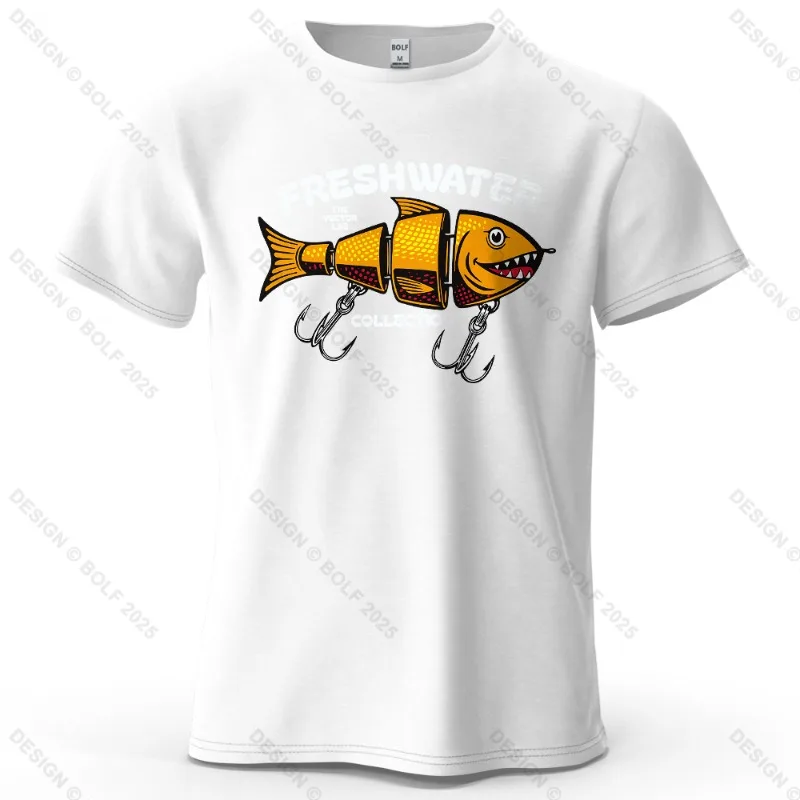 Outdoor Fishing Theme Base Short Sleeved Freshwater Collection Fish Pattern Print Daily Commuting Short Sleeved Women's T-shirt