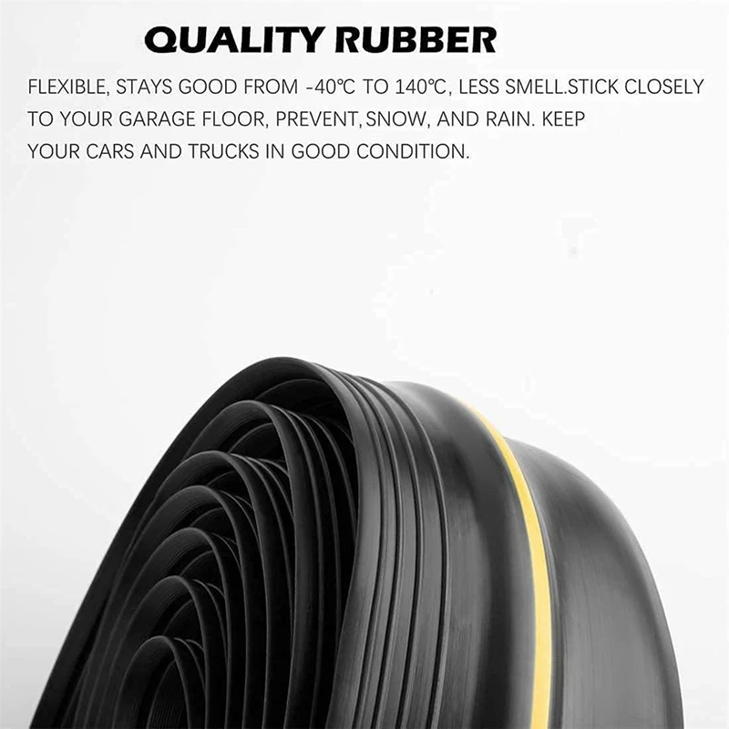 VEHO-Universal Garage Door Bottom Threshold Seal Strip Weatherproof Rubber (10Ft, Black)