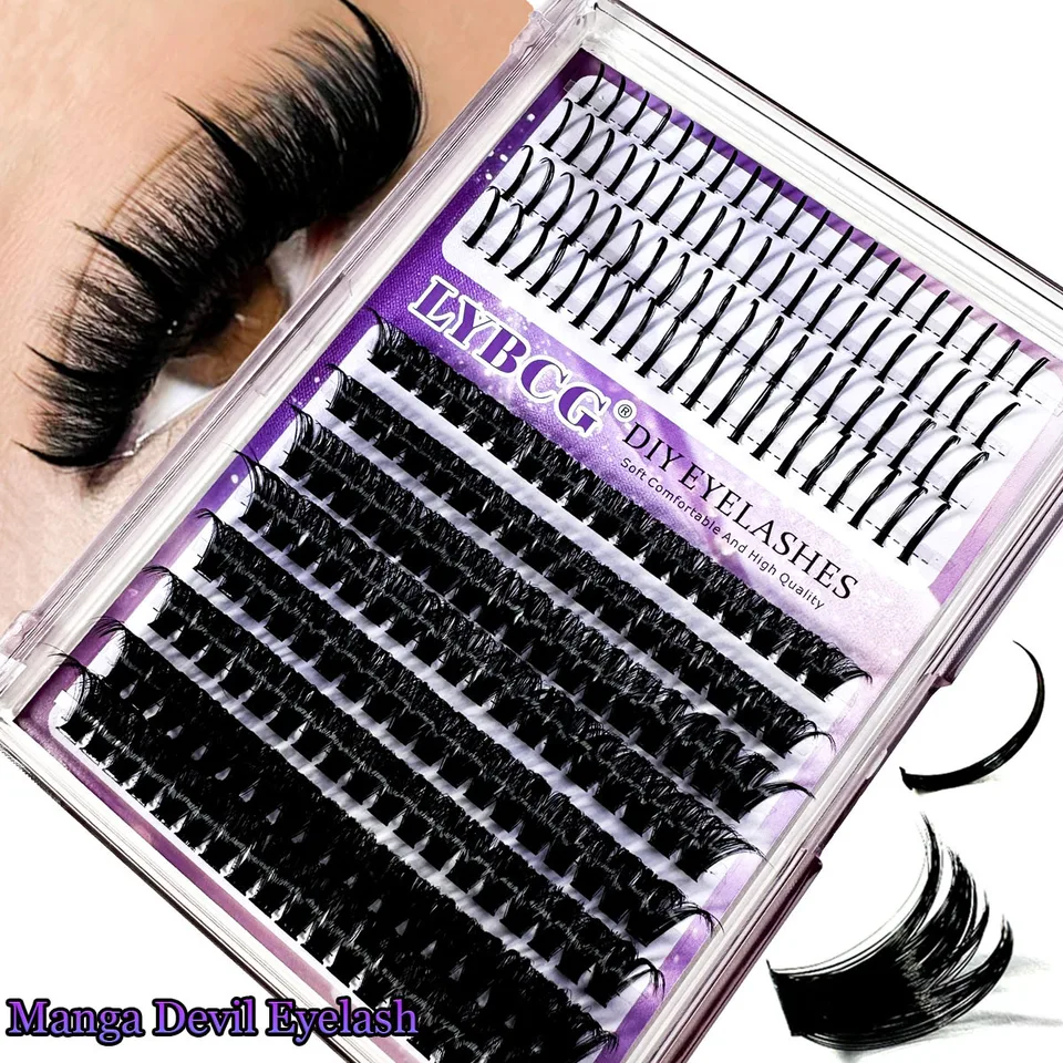 Racimos de pestañas 100D, pestañas puntiagudas, racimos voluminosos, individuales, DIY, extensión puntiaguda, mega racimos