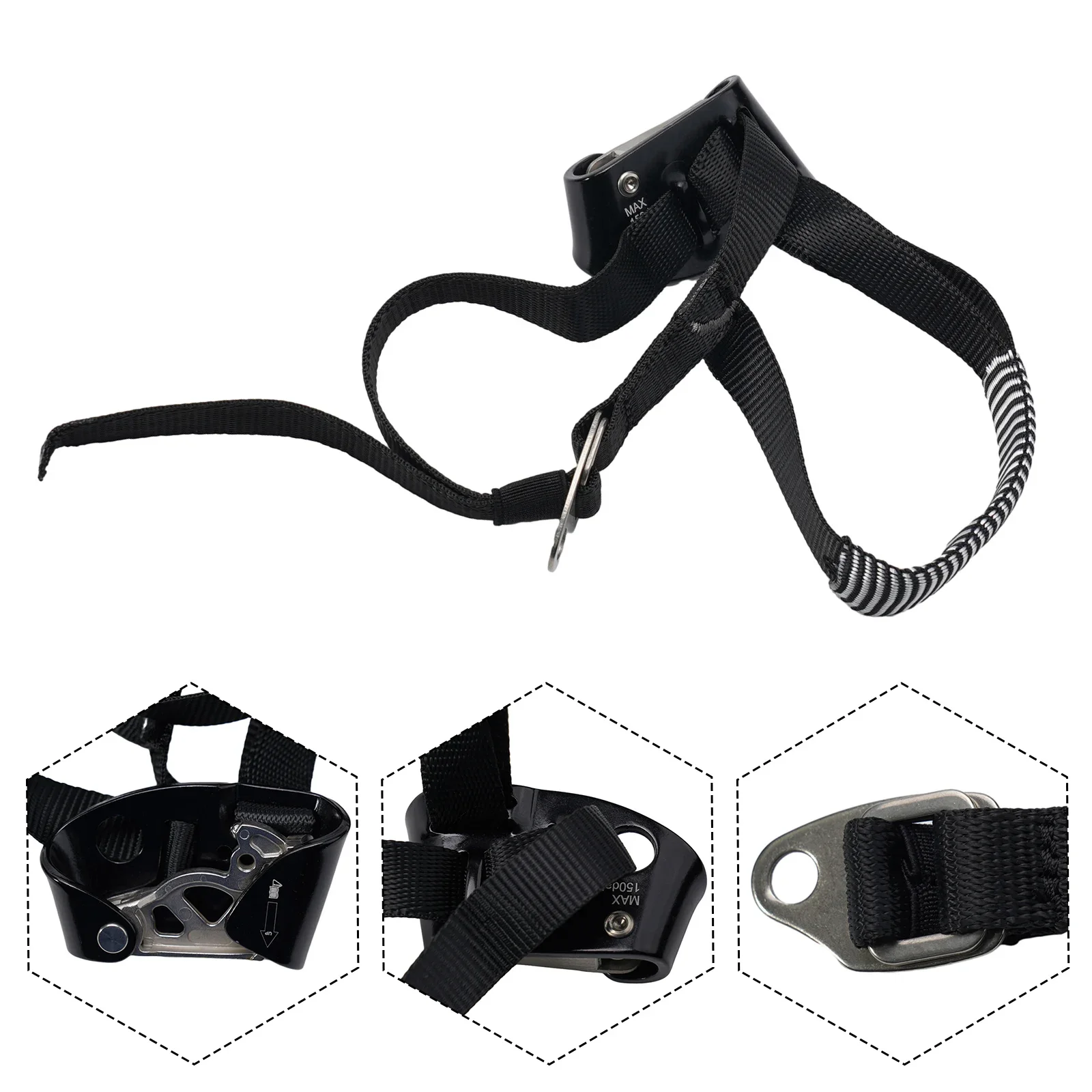 

Stainless Steel Bayonet Foot Climbing Ascender Compact Shape Durable Attachment Strap Constant Foot Attachment