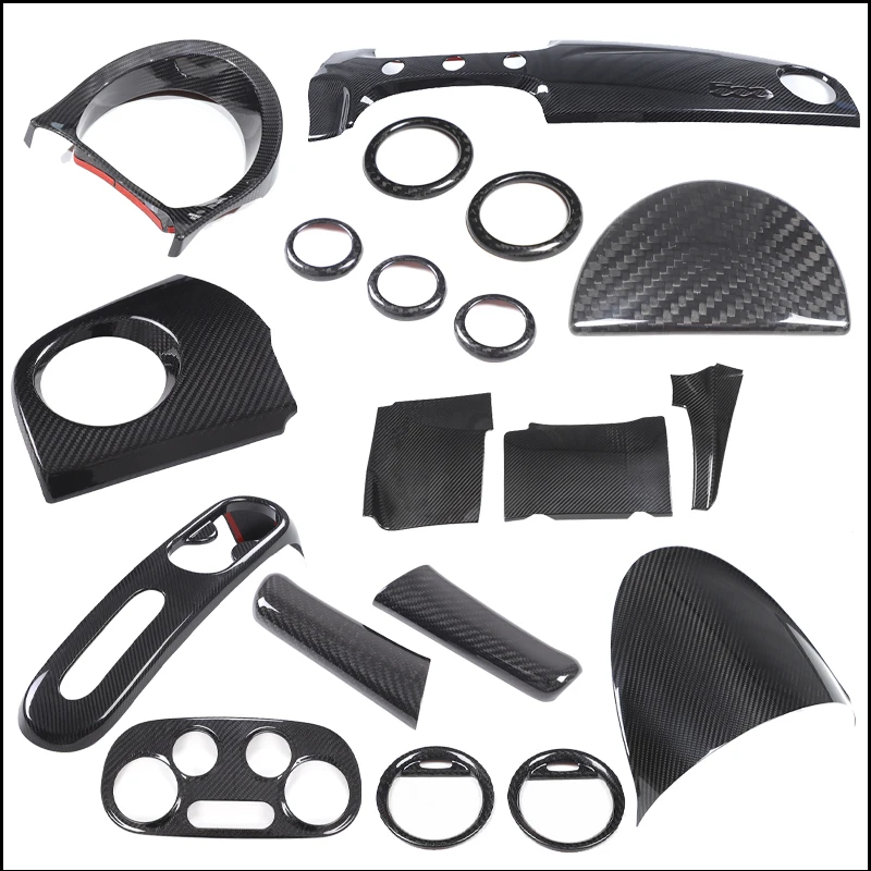 

For Fiat 500 2007-2015 LHD Real Carbon Fiber Car Dashboard Decorative Panel,Air Outlet Frame Interior Accessories