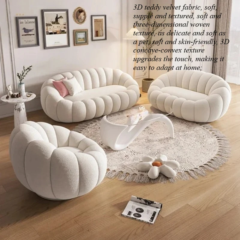 Cloud Sofa Plüsch-Kürbissofa-Kombination Weiches Komfortables Modernes Wohnzimmer-Sofa-Set Apartment-Heim-Möbelzubehör