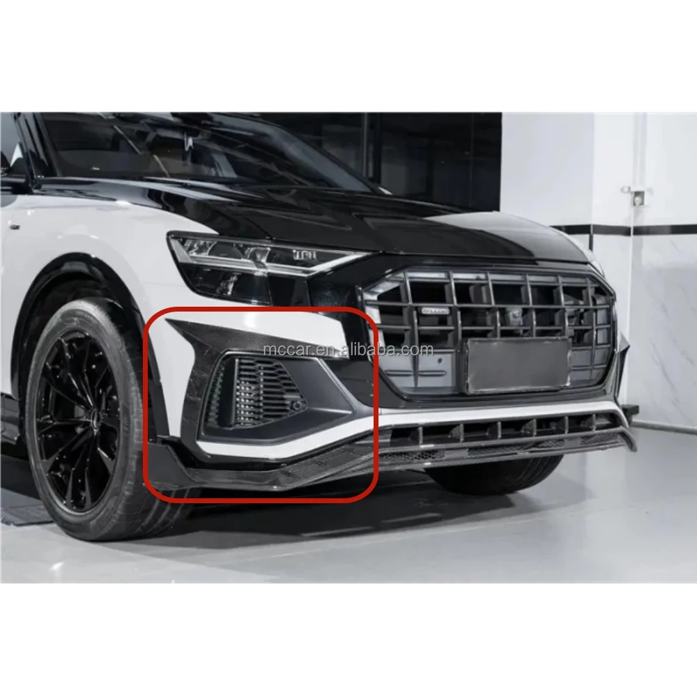 

Perfect Fitment Bumper Cover Dry Carbon Fiber Front Bumper Fog Lamp Knife Wind Kit For Audi Q8 SQ8 Bumper Trim Piece