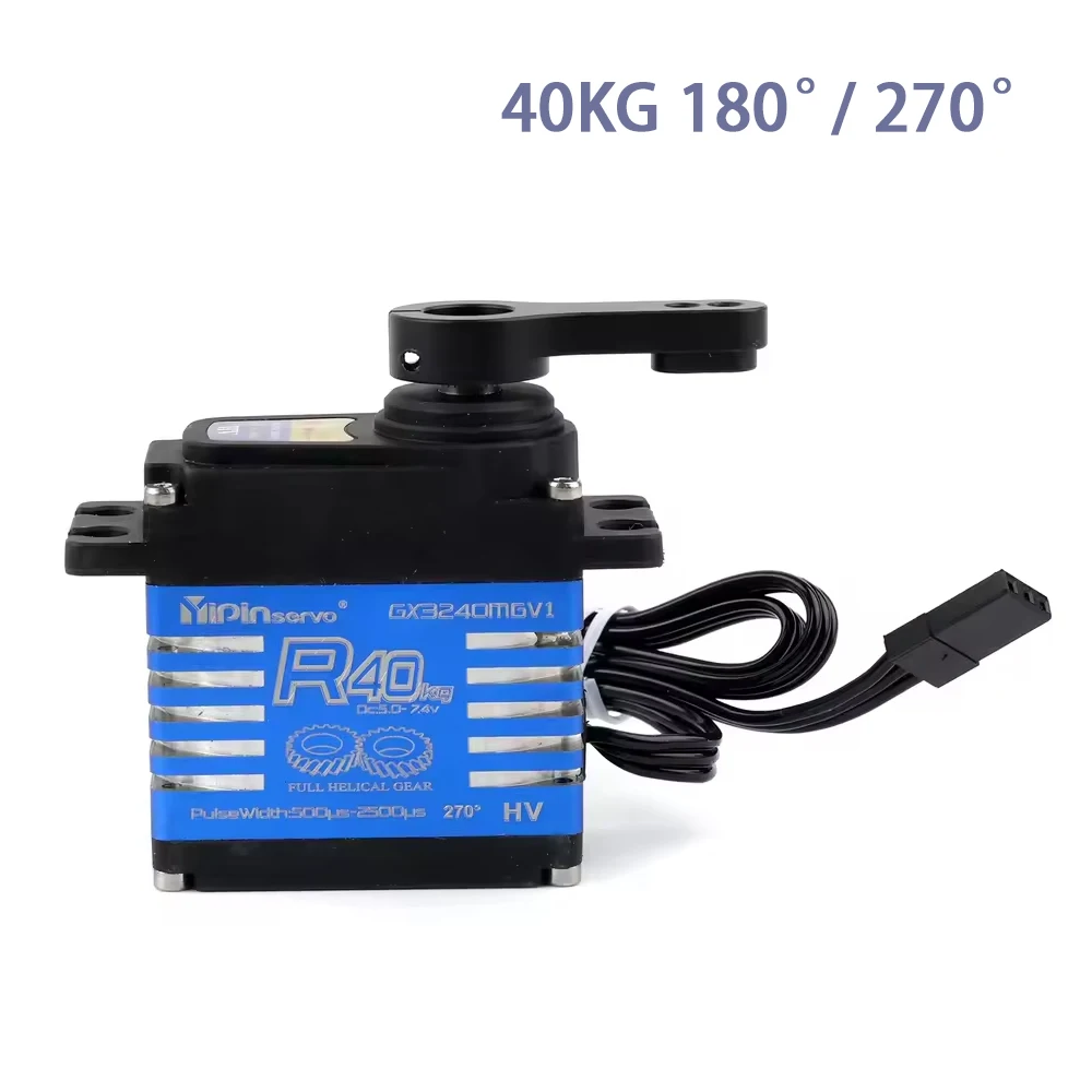 40KG Digital Servo 180/270 Degree All Steel Helical Gear IP68 Waterproof RC Servo for 1/8 1/10 RC Trucks & Competition Robots