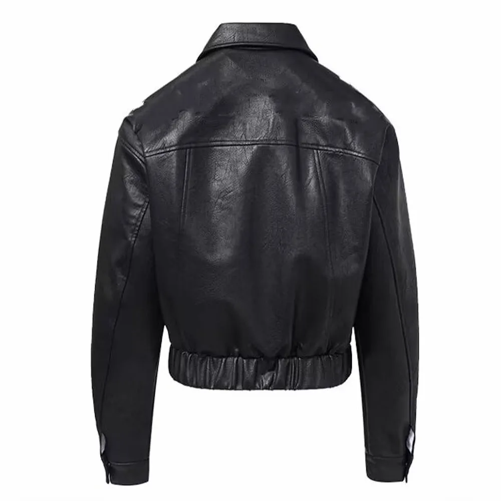 New autumn and winter fashion women\'s leather jacket, casual European and American design, machine inspired car leather jacket