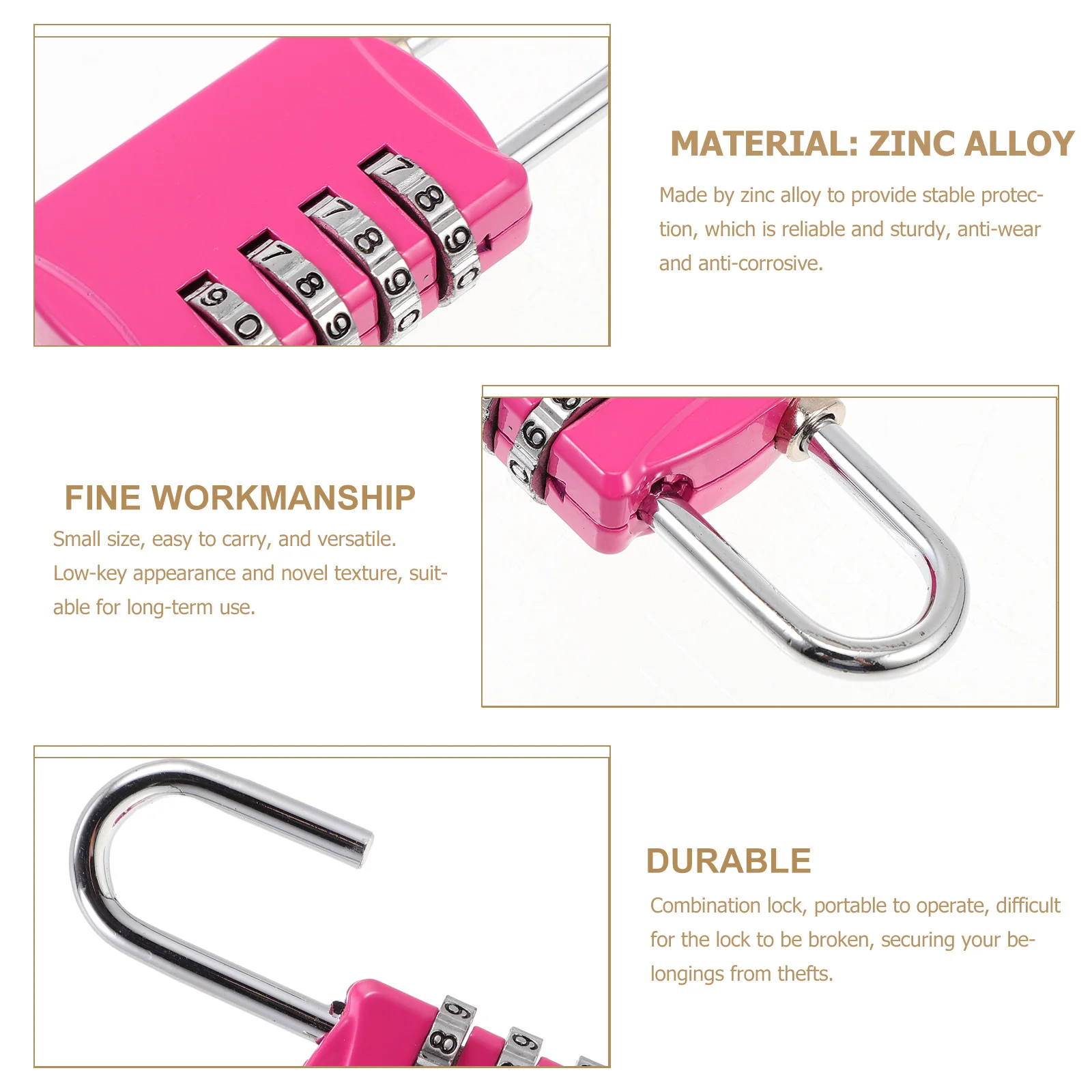 Candado de combinación de 4 dígitos, candado seguro portátil de aleación de Zinc para casillero de gimnasio, candado de combinación para uso escolar