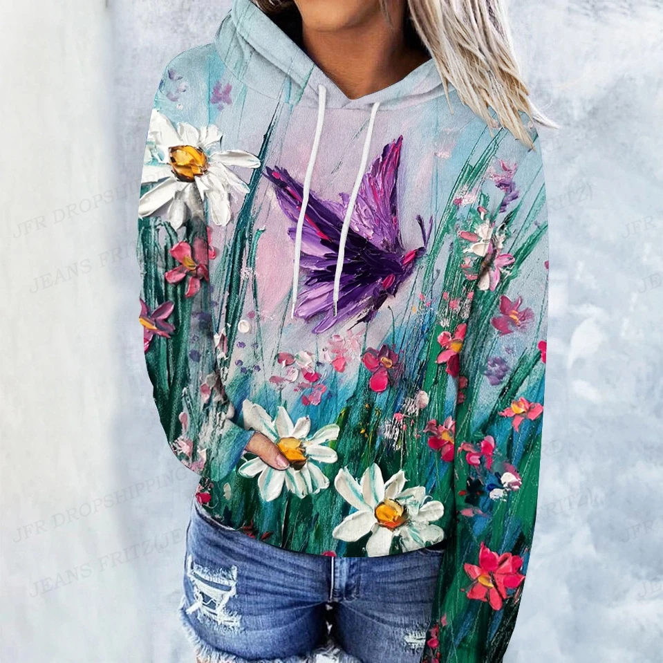 

Butterfly Flower Hoodies Women Fashion Hoodie Girl Coats Women Sweats Floral Tracksuit Essential Coat Oversized Clothes Pullover