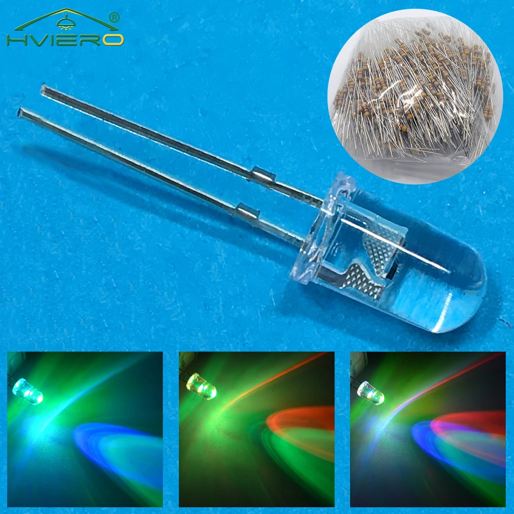 

500Pcs DC 12V 5mm Fast Slow RGB Flash Red Green Rainbow Multi Color Light Emitting Round Diode LED Diodes Lamp Direct Insertion