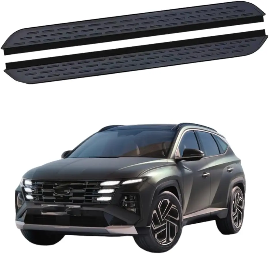 2 قطعة لوحات تشغيل من الألومنيوم الأسود خطوات جانبية قضبان Nerf متوافقة مع Hyundai Tucson 2022 2023 2024 #1