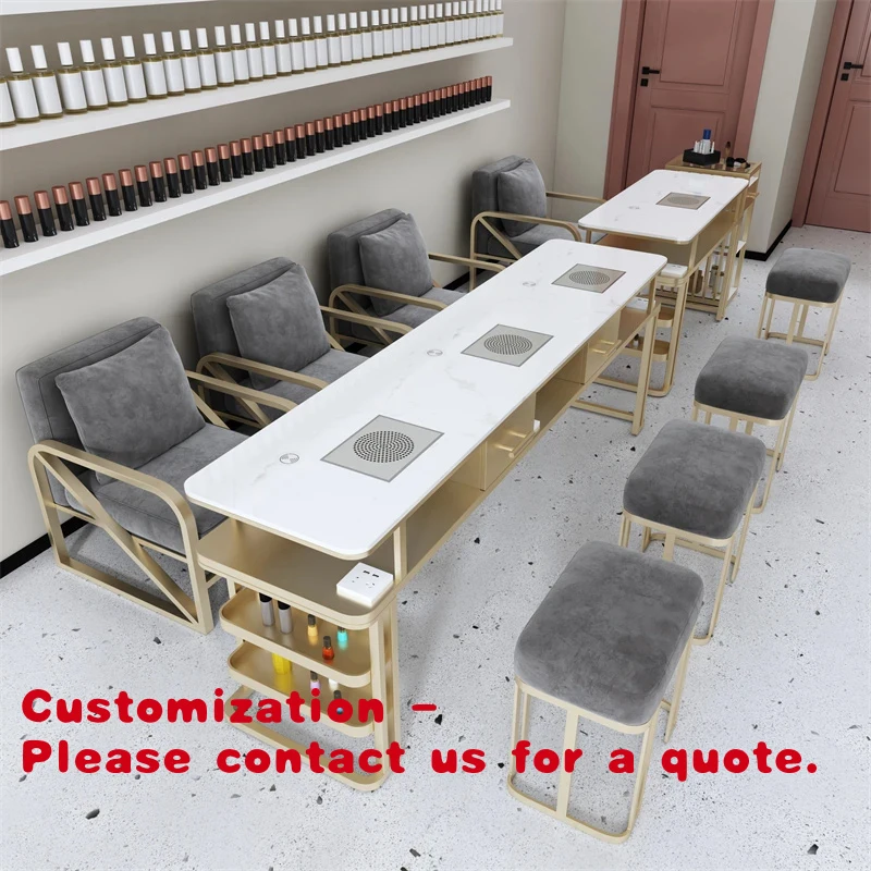 

Customize.Portable Manicure Nail Table Station Desk Spa Beauty Nail Table and Chair in with Cheap Price Three People