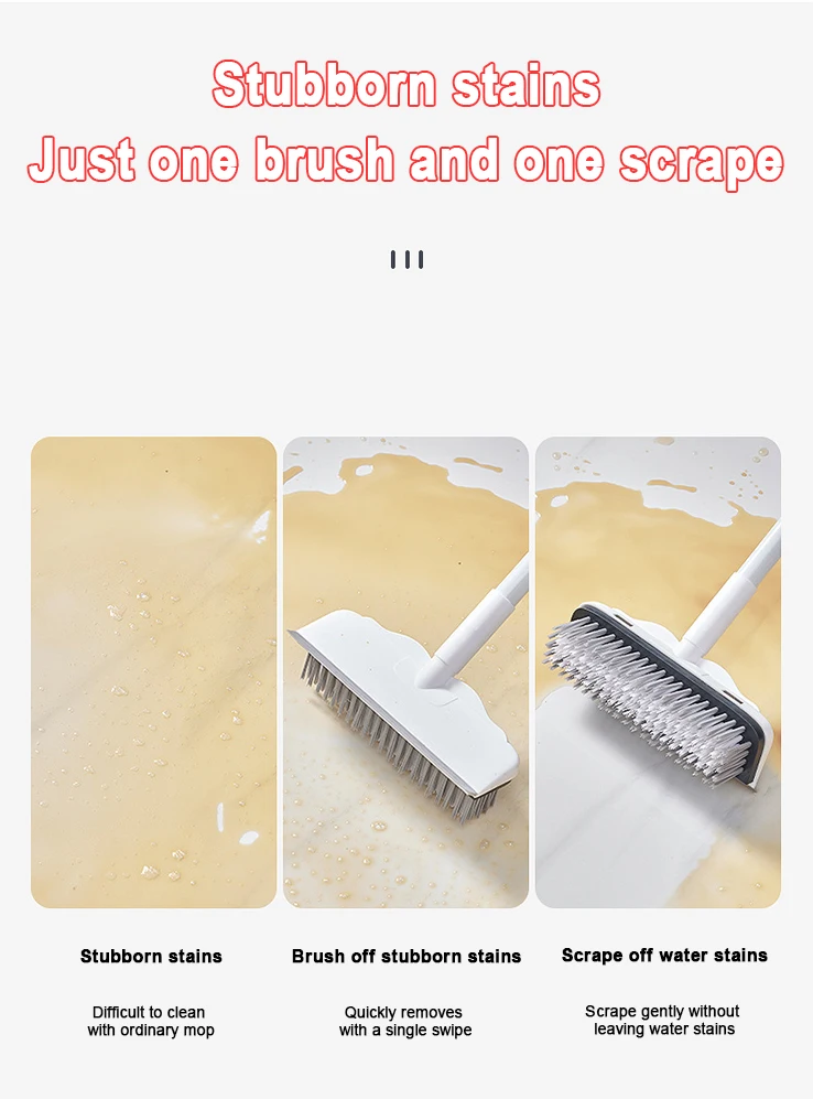 Bathroom Floor Brush Hard Brush Ground Brush Bathroom Floor Brush Scraping Two-in-One Long Handle Tile Cleaning Brush