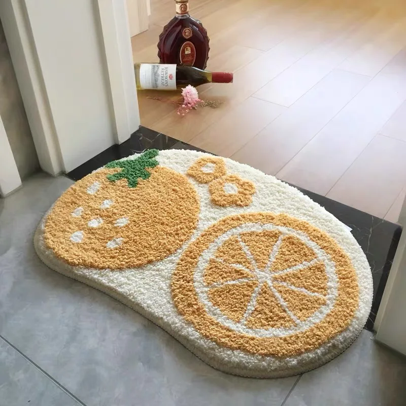 Cherry Orange Avocado Strawberry Fruit Shaped Cartoon Kitchen Mat Anti-Slip Bedroom Floor Carpet Hallway Rug Entrance Doormat